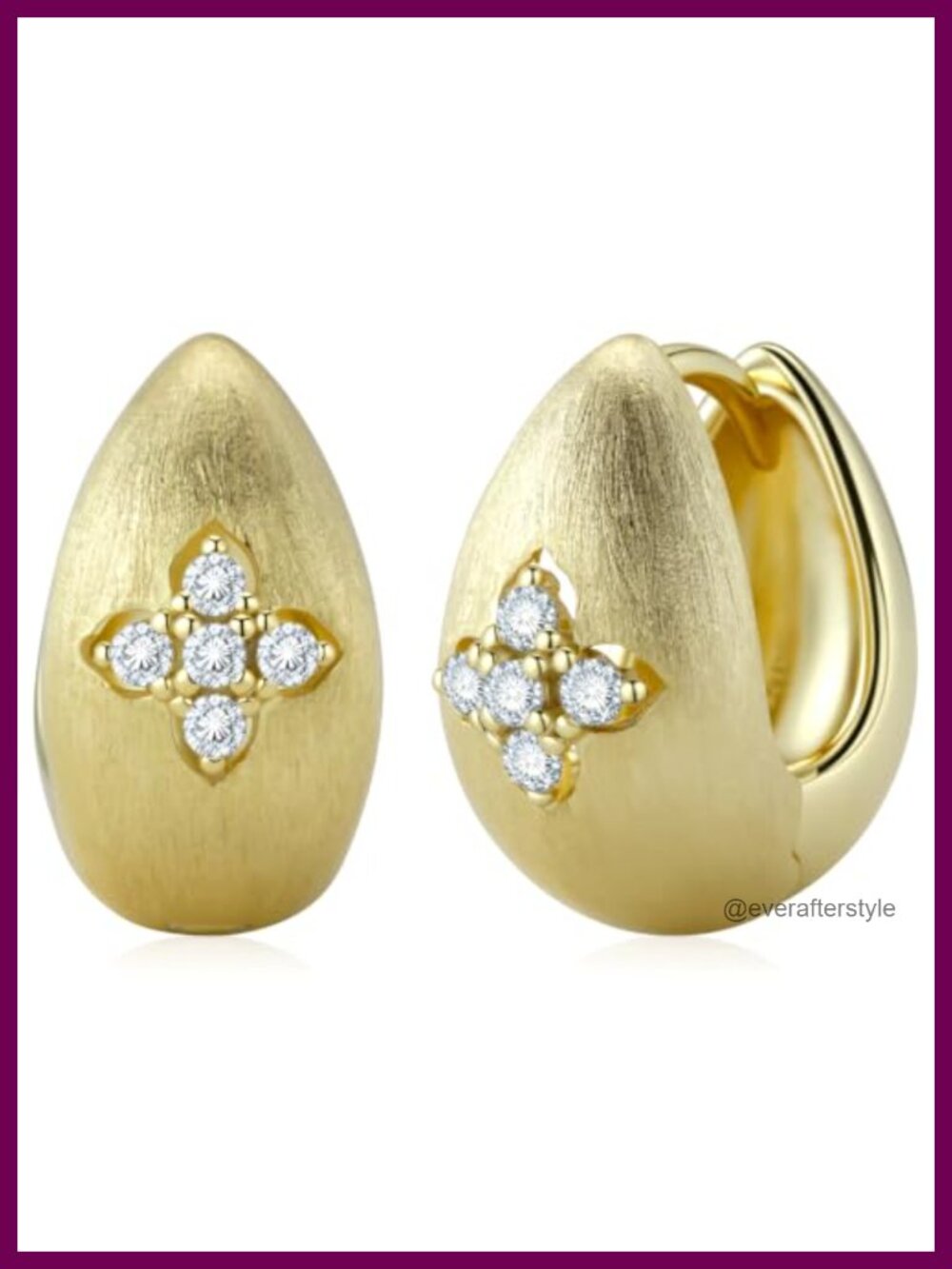 Moissanite Chunky Huggie Hoop Earrings 925 Sterling Silver 14K Gold Plated